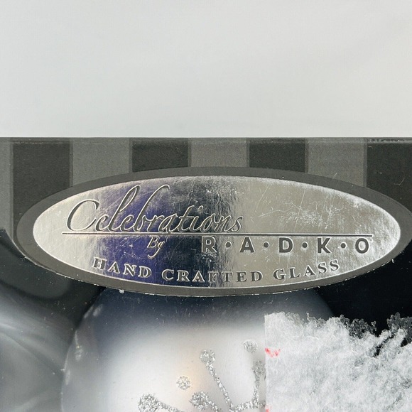 Celebrations by Radko Ball Christmas Ornament Set of 4 Silver Glitter Rhinestone - Picture 6 of 7